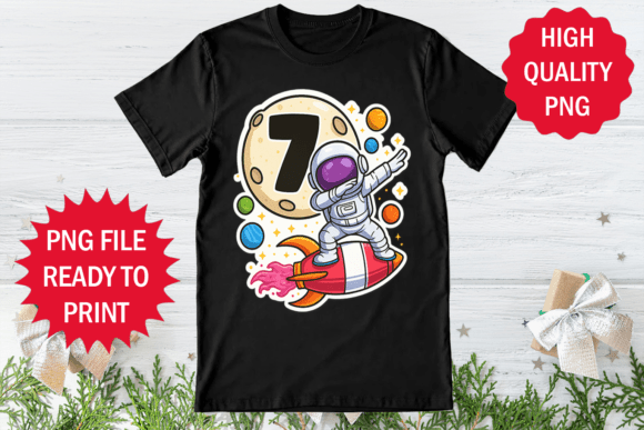 7 Year Old Birthday Boy Astronaut Shirt Graphics