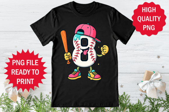 8 Year Old Birthday Shirt Baseball Love Graphics