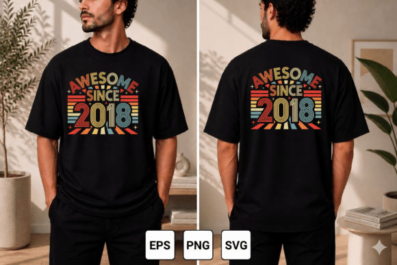 Awesome Since 2018 Retro Birthday Graphics
