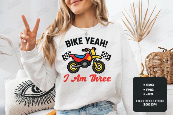 Bike Yeah I Am Three Birthday Theme Fun Graphics