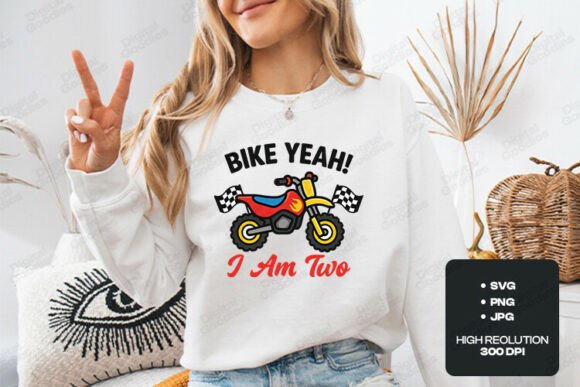 Bike Yeah I Am Two Birthday Design Fun Graphics
