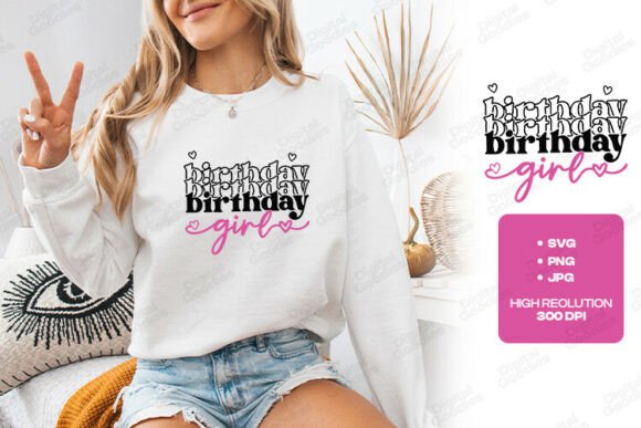 Birthday Girl Heart Script Design Graphics