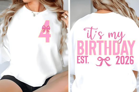 Cute Four Birthday PNG Graphics for T-Shirt Designs