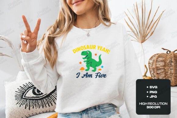 Dinosaur Yeah I Am Five Birthday Theme Graphics