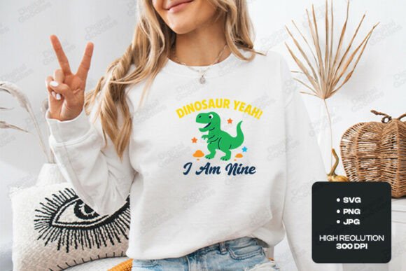 Dinosaur Yeah I Am Nine Birthday Theme