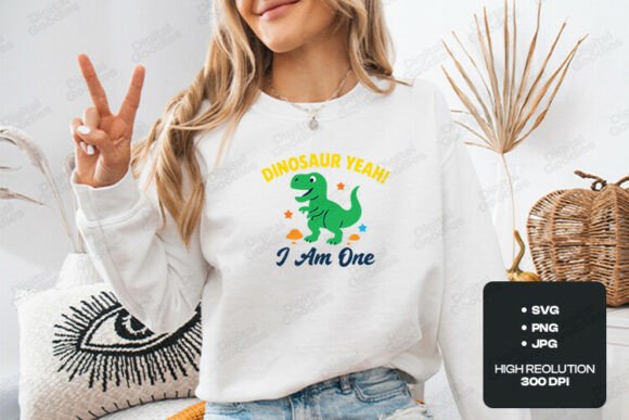 Dinosaur Yeah I Am One Birthday Theme Graphics