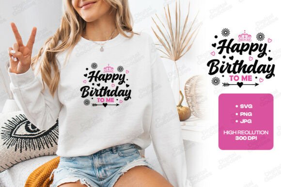 Happy Birthday to Me Crown Heart Style Graphics