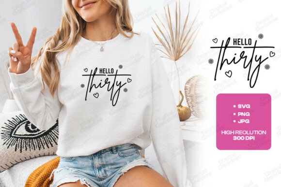 Hello Thirty Birthday Script Design Graphics