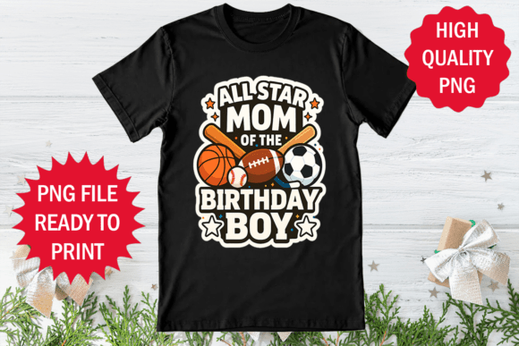 Mom of the Birthday Boy Design Png Art